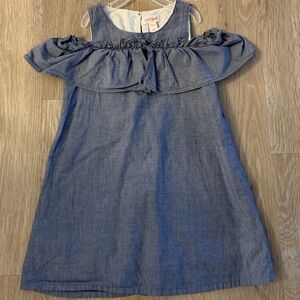 Cat & Jack Girl’s Size 4/5 Chambray Blue  Off-Shoulder Lined Sundress